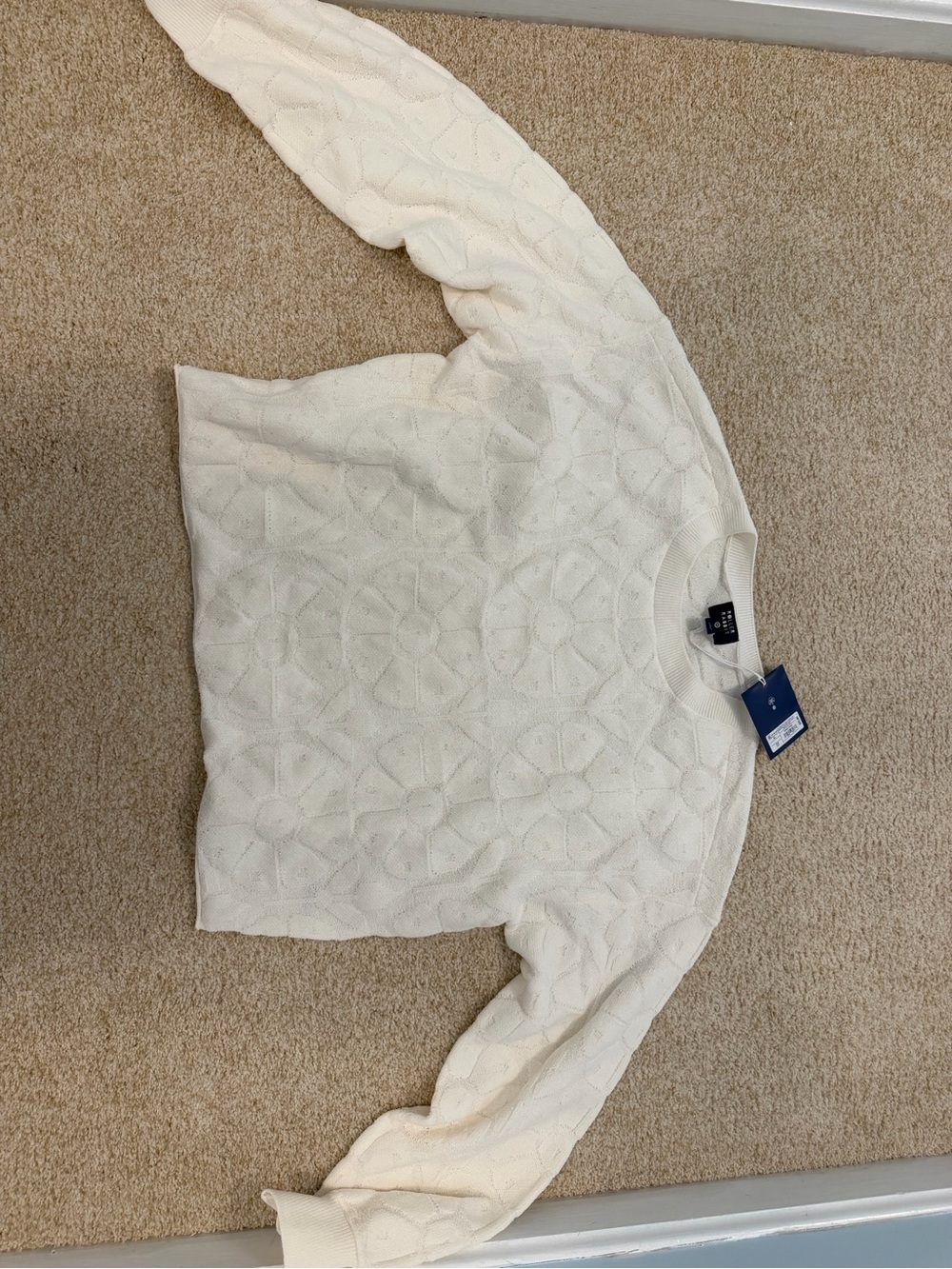 Roller Rabbit x Target Ivory Floral Cable Crewneck Sweater